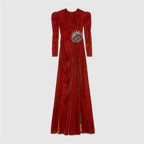 gucci red velvet dress ufo|Rent UFO Embroidered Velvet Gown .